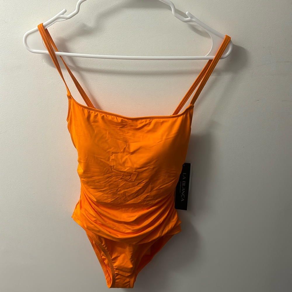 LA Blanca one piece, orange, size 6 bathing suit.
